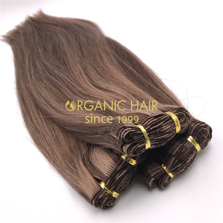 Human cuticle intact hand tied wefts and customized piano color X233